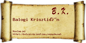 Balogi Krisztián névjegykártya