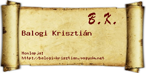 Balogi Krisztián névjegykártya